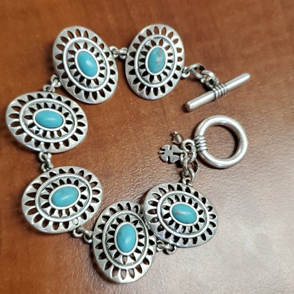 Lucky Brand Jewelry - Boho silvertone turquoise bracelet